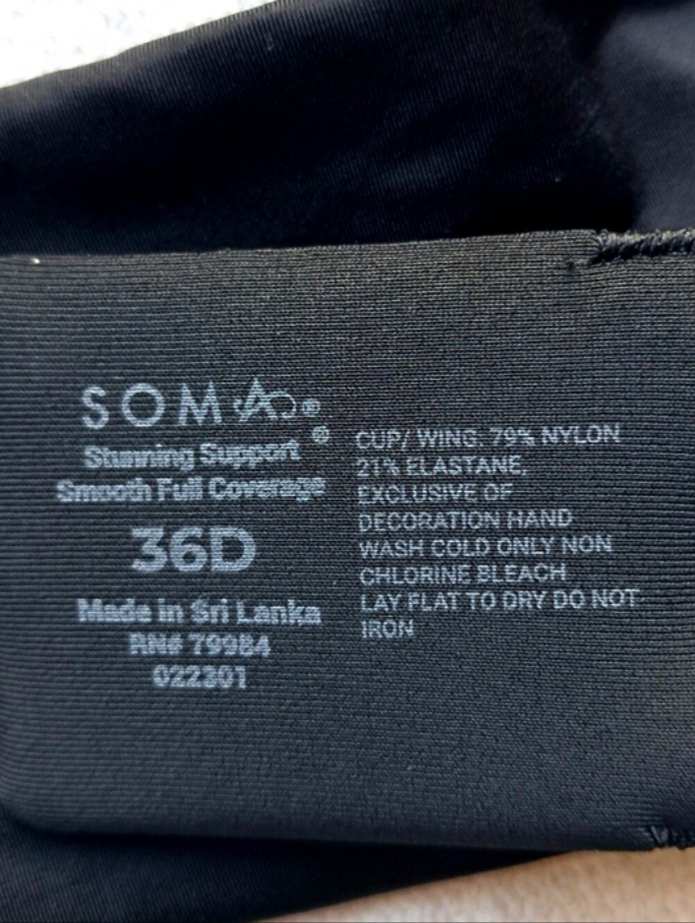 Soma Stunning Suport Black Smooth Underwire T-Shirt Bra, Size 36D - Picture 15 of 15